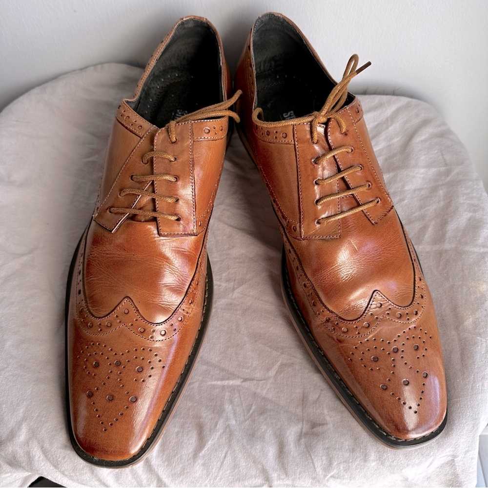 Stacy Adam’s Men’s Tan Tinsley Wingtip Oxford Shoes - 11.5 M